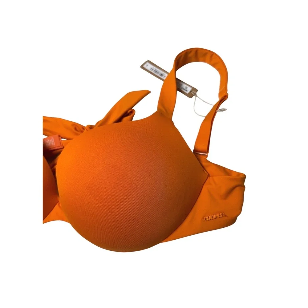 SKIMS Signature Swim Ultimate Push-Up Bikini Top Tangerine Orange Size 10 (L)NEW